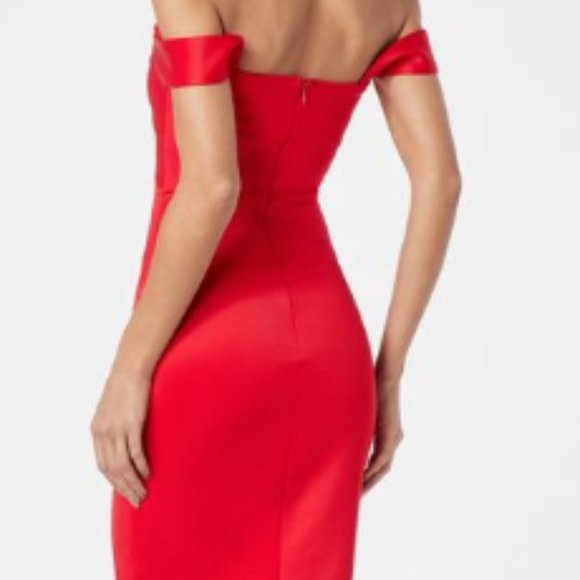 Size XLarge Red Off Shoulder Formal Midi Dress Just Fab - Picture 2 of 6